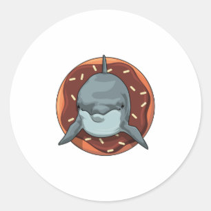 Dolphin with Doughnut Classic Round Sticker