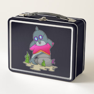 Dolphin with Glasses Metal Lunch Box