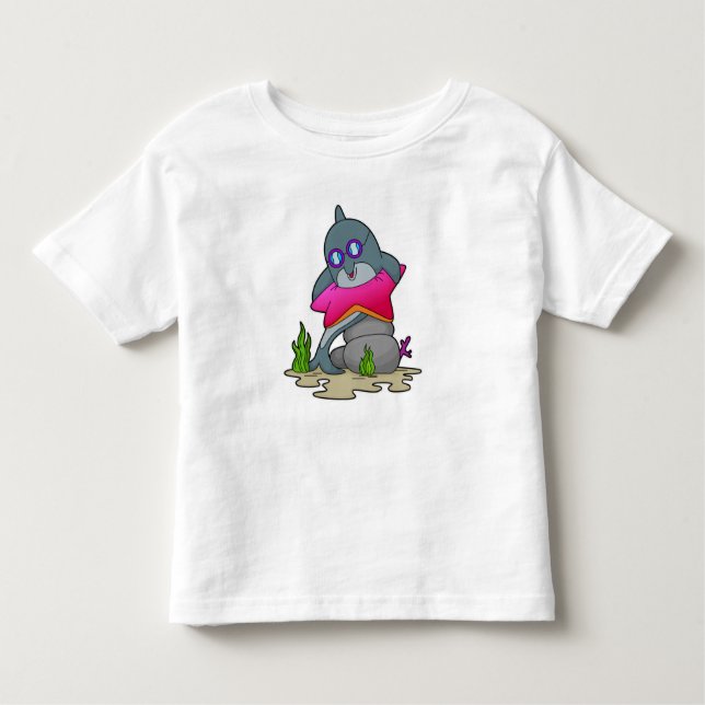 Dolphin with Glasses Toddler T-Shirt (Front)