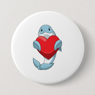 Dolphin with Heart 7.5 Cm Round Badge