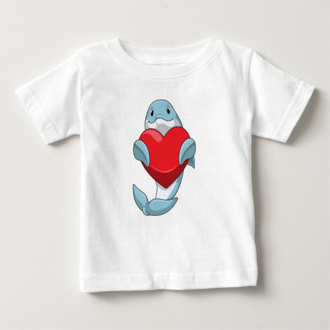 Dolphin with Heart Baby T-Shirt (Front)