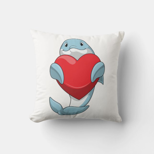 Dolphin with Heart Cushion (Front)