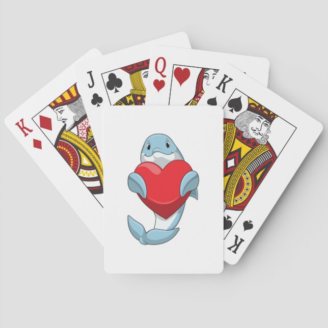 Dolphin with Heart Playing Cards (Back)