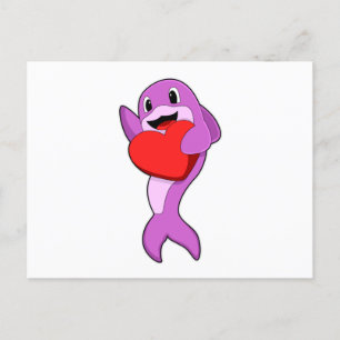 Dolphin with Heart Postcard