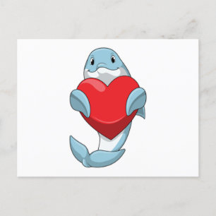 Dolphin with Heart Postcard