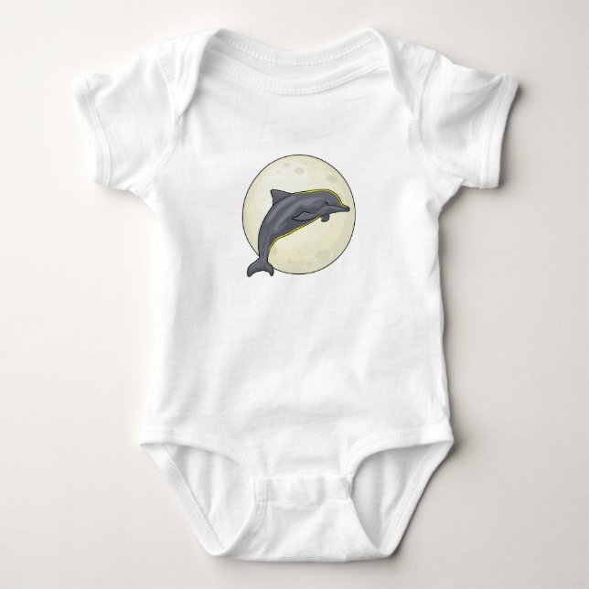 Dolphin with Moon Baby Bodysuit (Front)