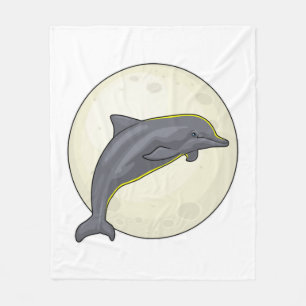 Dolphin with Moon Fleece Blanket