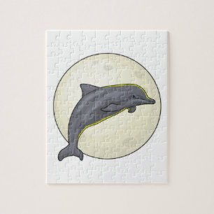 Dolphin with Moon Jigsaw Puzzle
