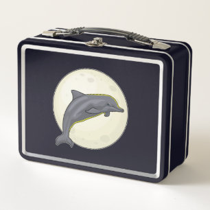 Dolphin with Moon Metal Lunch Box