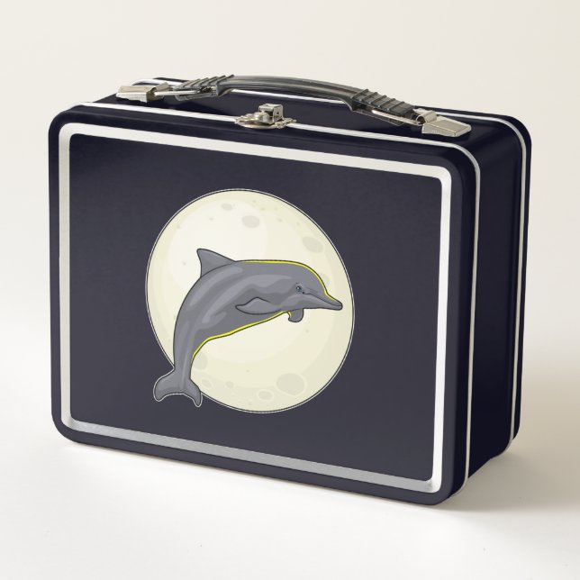 Dolphin with Moon Metal Lunch Box (Front)