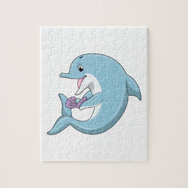 Dolphin with Pearl Jigsaw Puzzle (Vertical)
