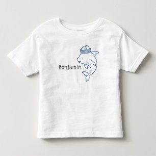 Dolphin with Sailor Hat, Personalised Toddler T-Shirt