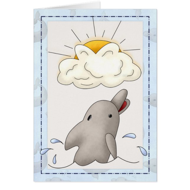 Dolphin with Sun/Clouds Animal Greeting Card (Front)