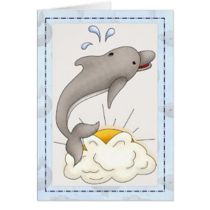 Dolphin with Sun/Clouds Animal Greeting Card d2