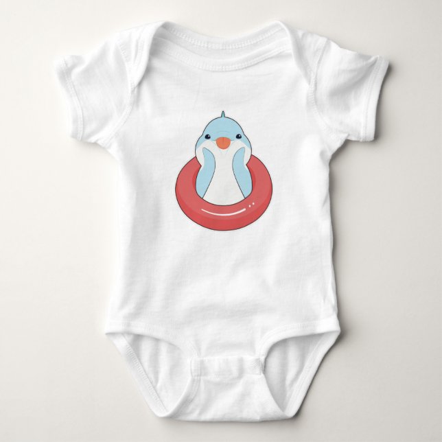 Dolphin with Swim ring Baby Bodysuit (Front)