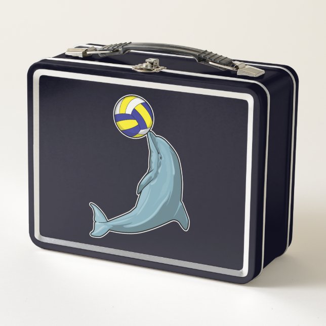 Dolphin with Volleyball Metal Lunch Box (Front)