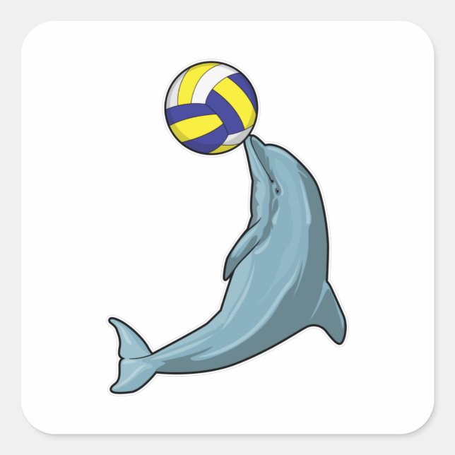 Dolphin with Volleyball Square Sticker (Front)