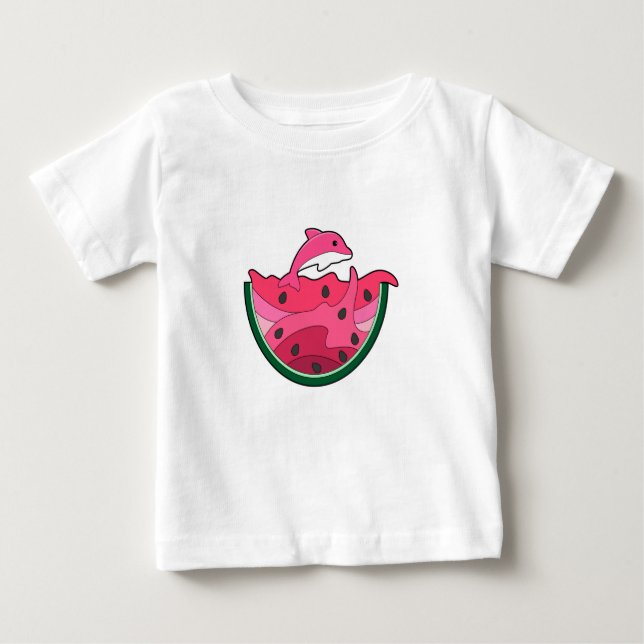 Dolphin with Watermelon Baby T-Shirt (Front)