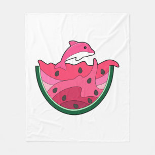 Dolphin with Watermelon Fleece Blanket
