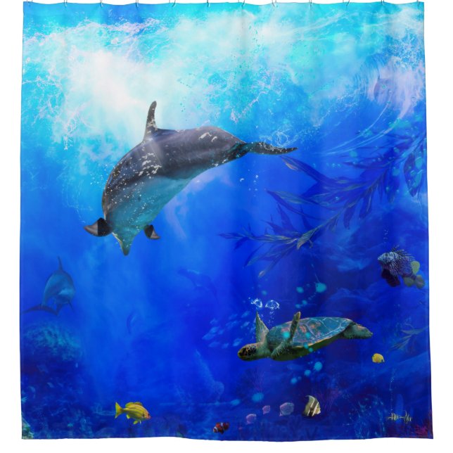 Dolphin World WIND ON THE WATER Shower Curtain (Front)