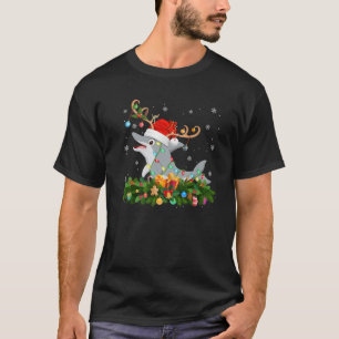 Dolphin Xmas Lighting Reindeer Santa Hat Dolphin C T-Shirt