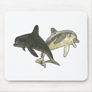 Dolphins 2 b White The MUSEUM Zazzle Gifts Mouse Pad