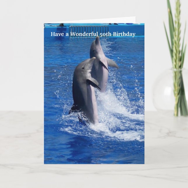 Dolphins 50th Birthday Card (Front)