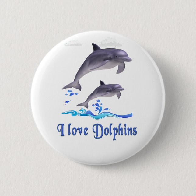Dolphins 6 Cm Round Badge (Front)