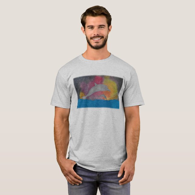 Dolphins Against a Galaxy Sky T-Shirt (Front Full)