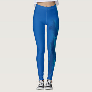 Dolphins and blue ocean , teal and aqua, water leggings