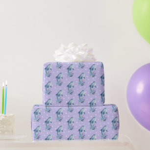 Dolphins and Flowers On Polka Dots Wrapping Paper