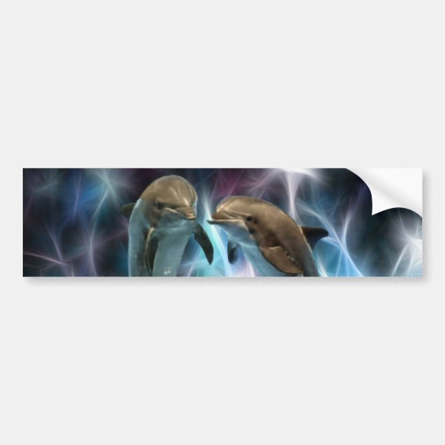 Dolphins and fractal crystals bumper sticker (Front)