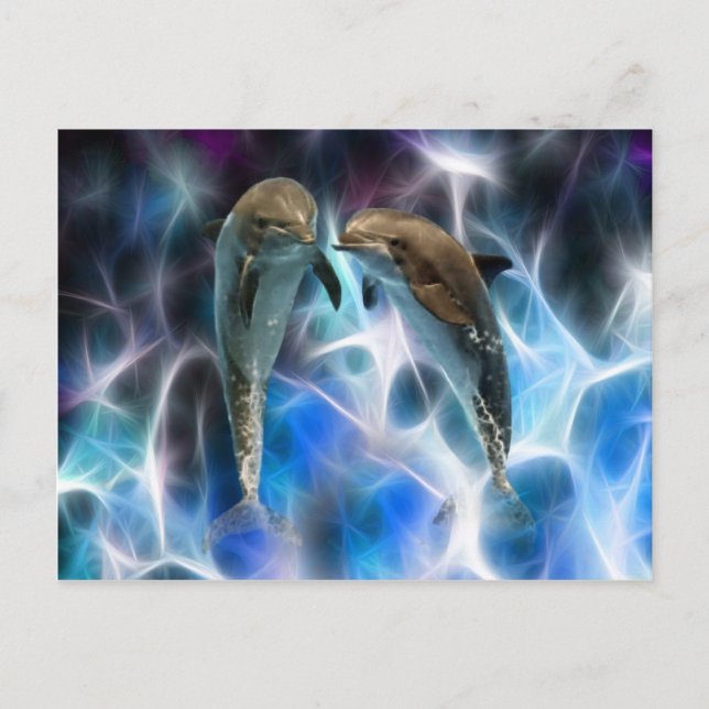 Dolphins and fractal crystals postcard (Front)