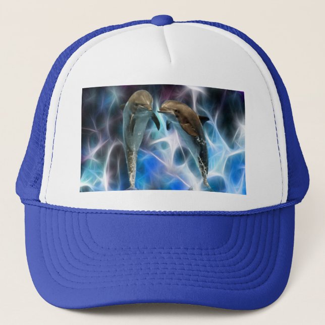 Dolphins and fractal crystals trucker hat (Front)