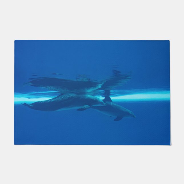 Dolphins and reflection, blue ocean  doormat (Front)