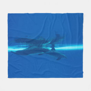 Dolphins and reflections fleece blanket