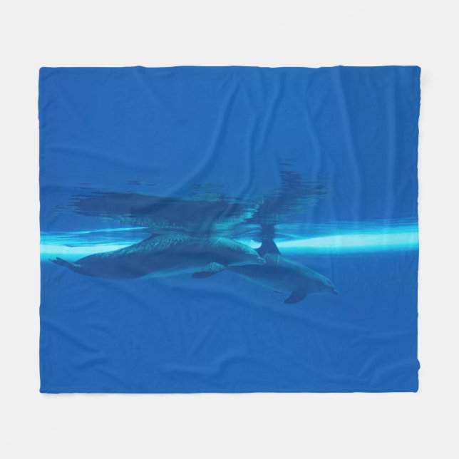 Dolphins and reflections fleece blanket (Front (Horizontal))