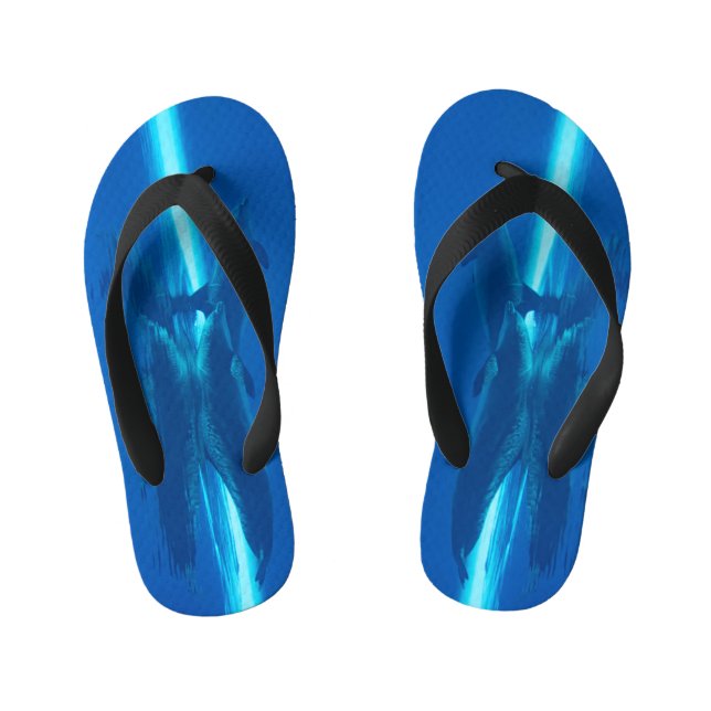 Dolphins and reflections  kid's thongs (Footbed)