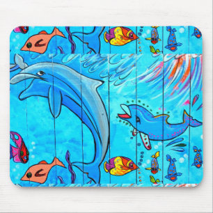 dolphins and tropical fish mousepad