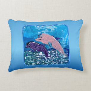Dolphins "Art by Kids" Decorative Cushion