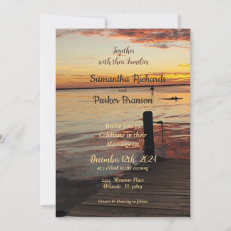 Dolphins at Sunset Wedding Invitation