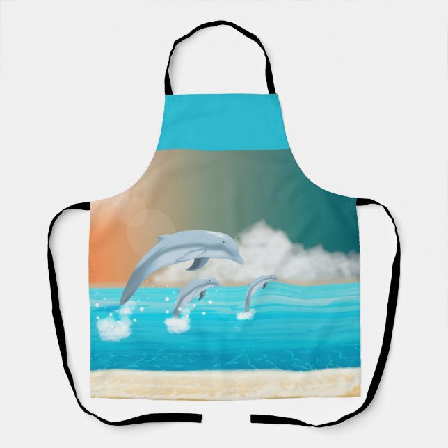 dolphins breaching in the ocean  apron (Front)