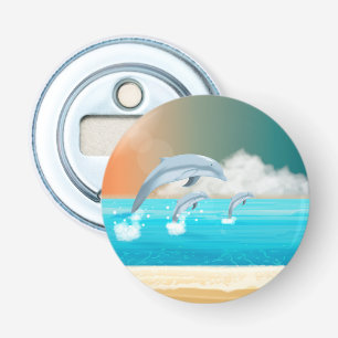 dolphins breaching in the ocean bottle opener