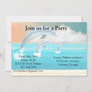 dolphins breaching in the ocean       invitation