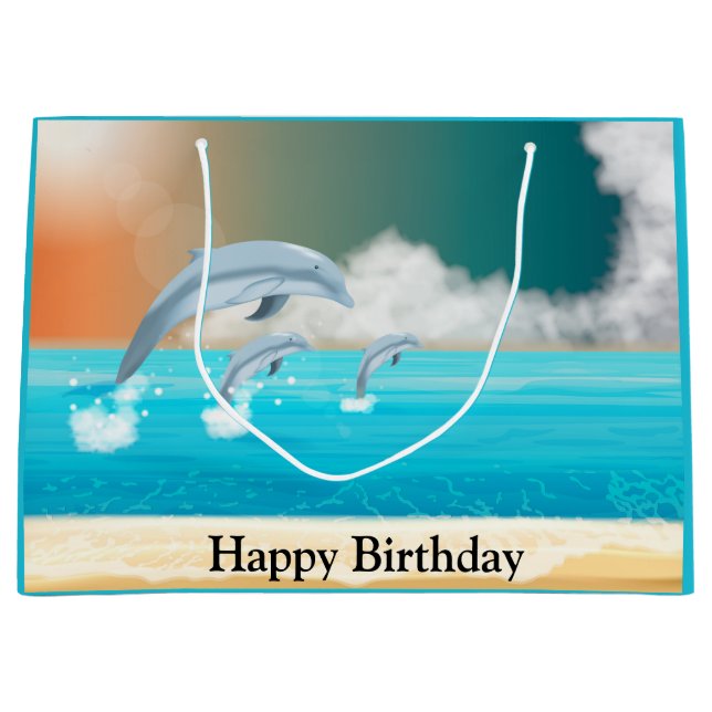 dolphins breaching in the ocean large gift bag (Front)
