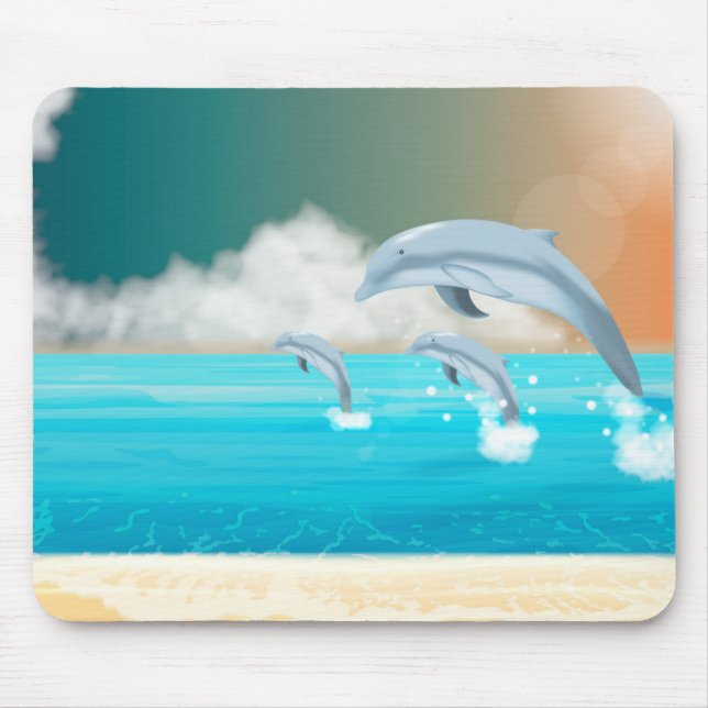 dolphins breaching in the ocean         mouse pad (Front)