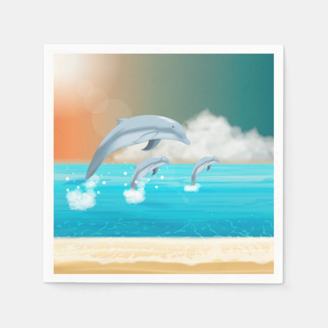 dolphins breaching in the ocean    napkin (Front)