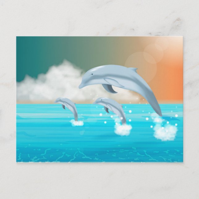 dolphins breaching in the ocean      postcard (Front)