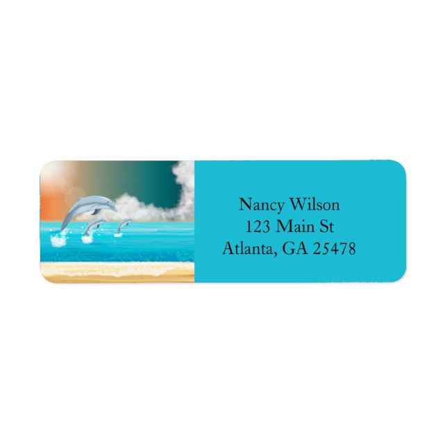 dolphins breaching in the ocean return address label (Front)