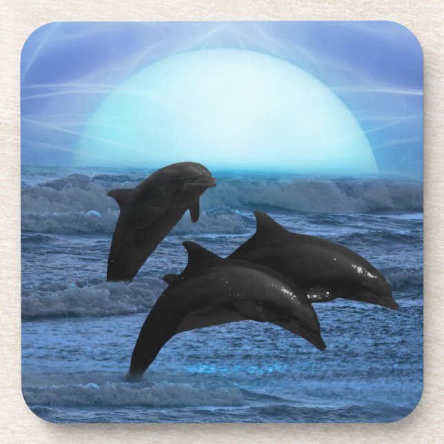 Dolphins by moonlight coaster (Front)